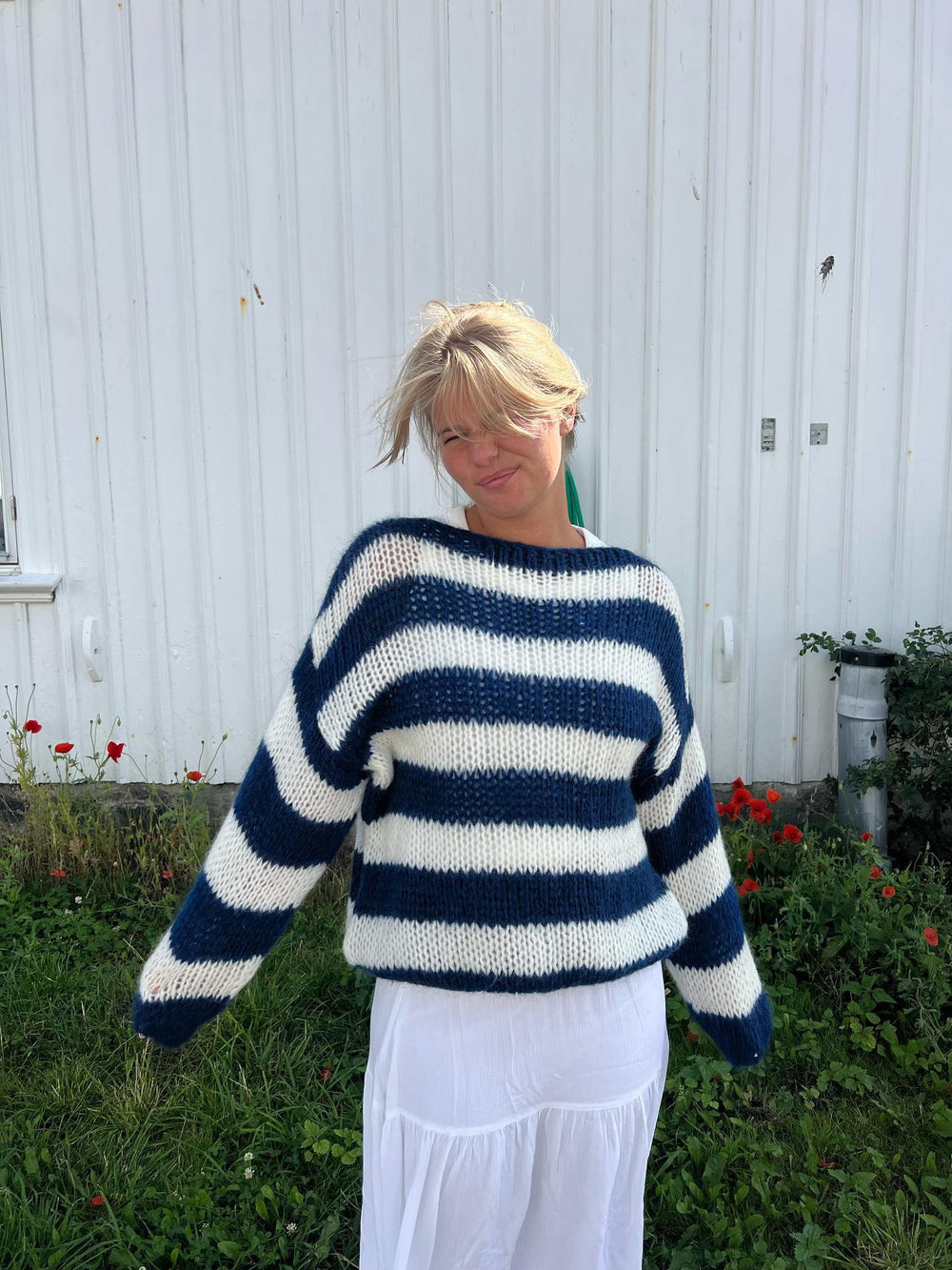 Fall Knitted and Striped Oversized Women's Sweater - Harper