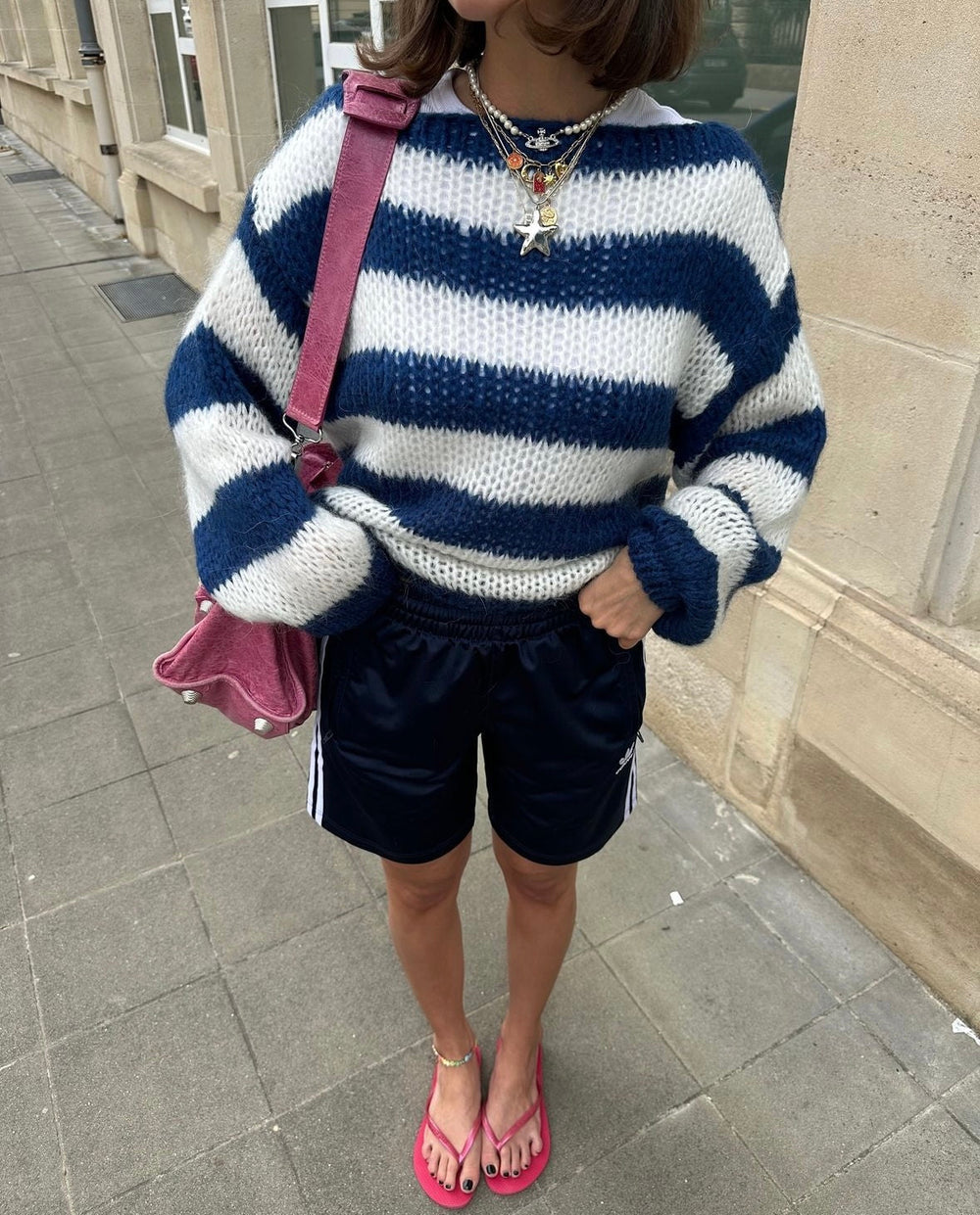 Fall Knitted and Striped Oversized Women's Sweater - Harper