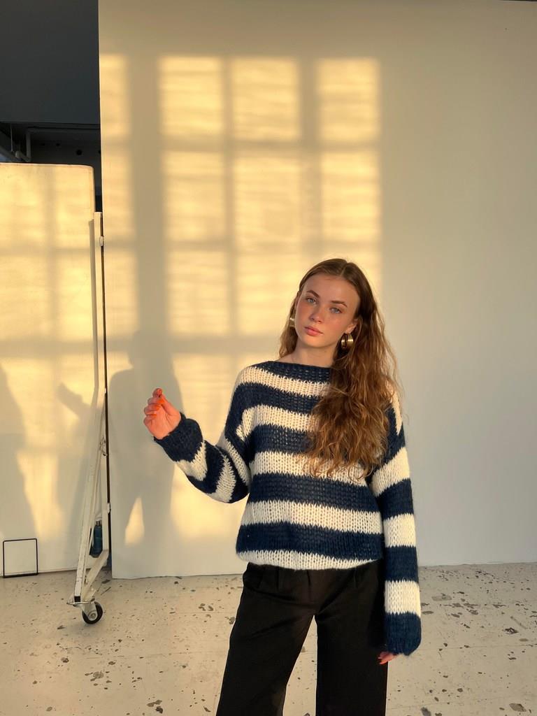 Fall Knitted and Striped Oversized Women's Sweater - Harper