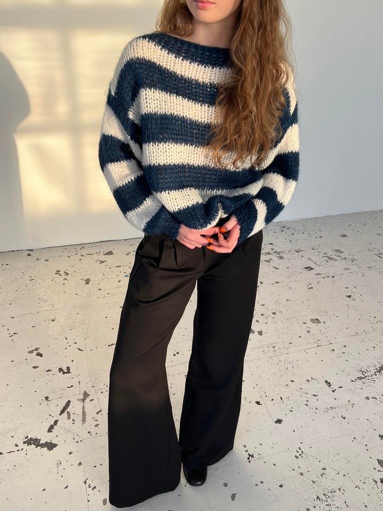 Fall Knitted and Striped Oversized Women's Sweater - Harper