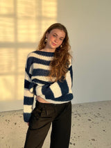 Fall Knitted and Striped Oversized Women's Sweater - Harper