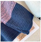 Cozy Plus-Size Fall Sweater - Lounge-Style with Trendy Color-Block Patch Design