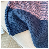 Cozy Plus-Size Fall Sweater - Lounge-Style with Trendy Color-Block Patch Design