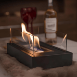 Bio-Ethanol Table Fireplace – Tempered Glass & Steel, 28×14×14 cm, Smokeless Flame