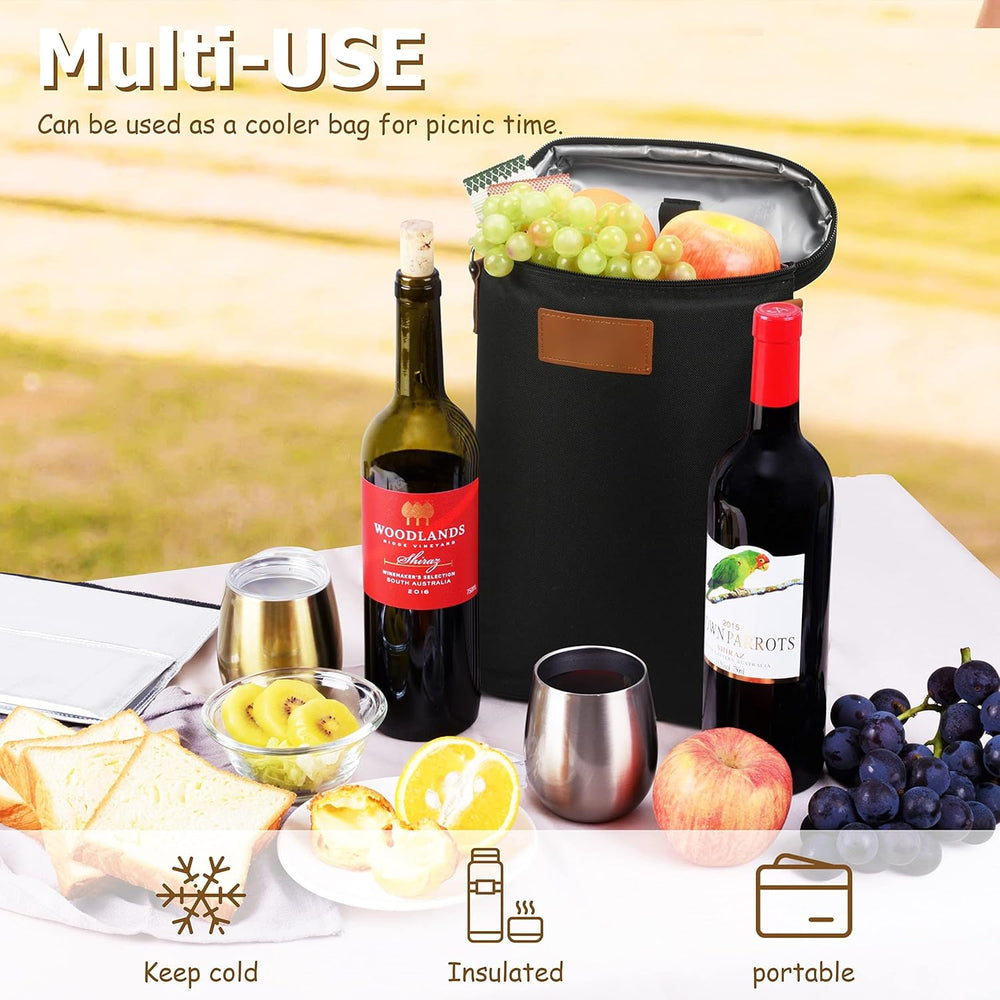 ChillMate Insulated Dual Wine Bottle Carrier Bag - Buy 1 Get 1 FREE - Perfect for Picnics & Events
