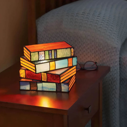 Stained Glass Book Lamp – Handcrafted, Art Deco & Ambient Lighting Design