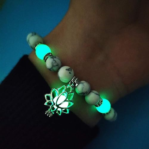 Glow-in-the-Dark Lotus Bracelet | Elegant Women's Jewelry | Unique Nighttime Accessory