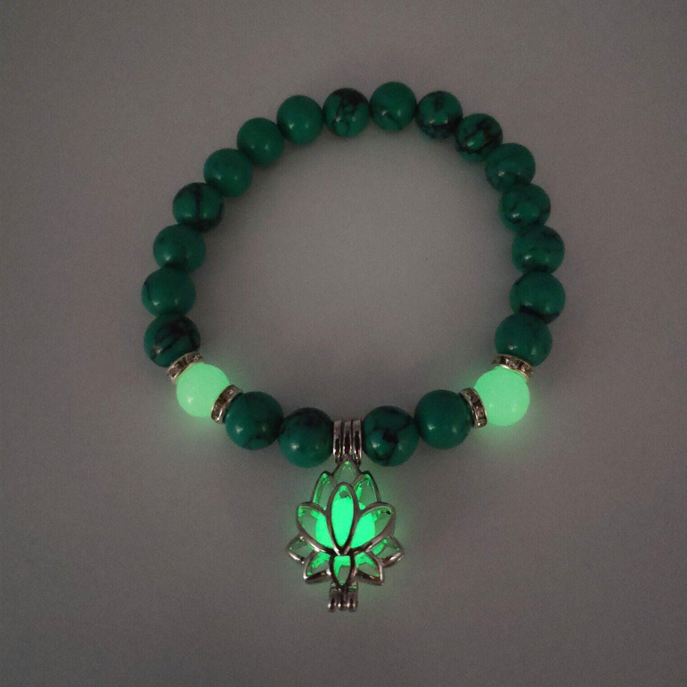 Glow-in-the-Dark Lotus Bracelet | Elegant Women's Jewelry | Unique Nighttime Accessory