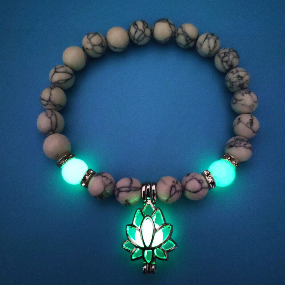 Glow-in-the-Dark Lotus Bracelet | Elegant Women's Jewelry | Unique Nighttime Accessory