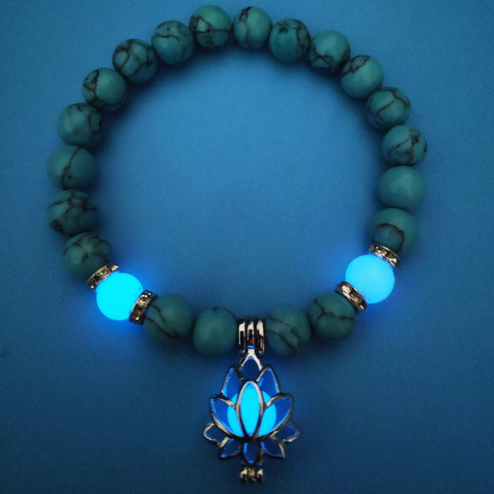 Glow-in-the-Dark Lotus Bracelet | Elegant Women's Jewelry | Unique Nighttime Accessory