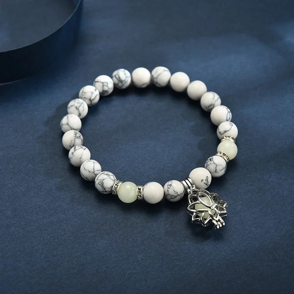 Glow-in-the-Dark Lotus Bracelet | Elegant Women's Jewelry | Unique Nighttime Accessory