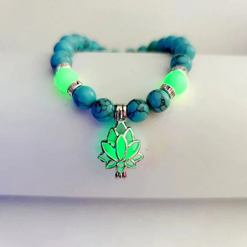 Glow-in-the-Dark Lotus Bracelet | Elegant Women's Jewelry | Unique Nighttime Accessory
