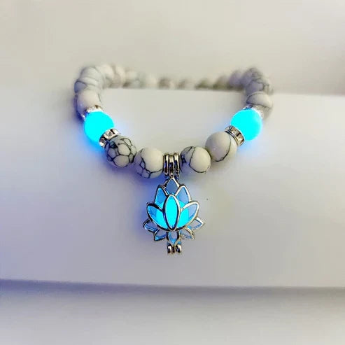 Glow-in-the-Dark Lotus Bracelet | Elegant Women's Jewelry | Unique Nighttime Accessory
