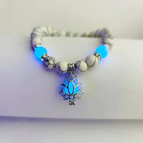 Glow-in-the-Dark Lotus Bracelet | Elegant Women's Jewelry | Unique Nighttime Accessory