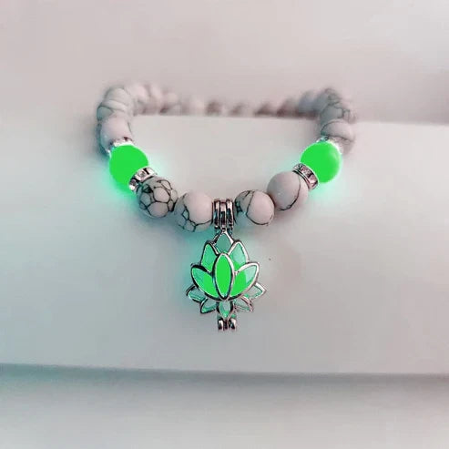 Glow-in-the-Dark Lotus Bracelet | Elegant Women's Jewelry | Unique Nighttime Accessory