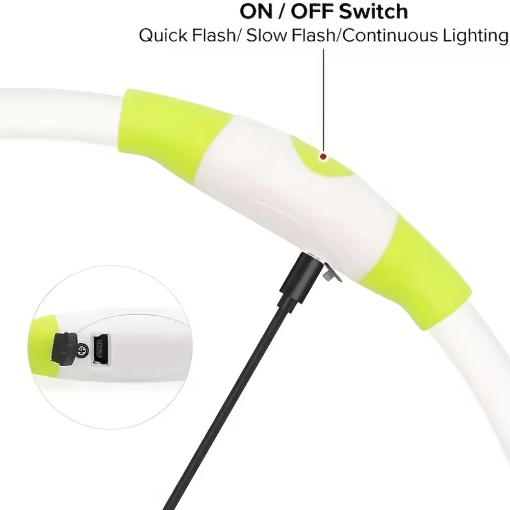 GlowSafe Rechargeable LED Dog Collar - USB Safety Light for Enhanced Visibility & Nighttime Safety