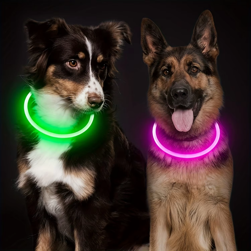GlowSafe Rechargeable LED Dog Collar - USB Safety Light for Enhanced Visibility & Nighttime Safety