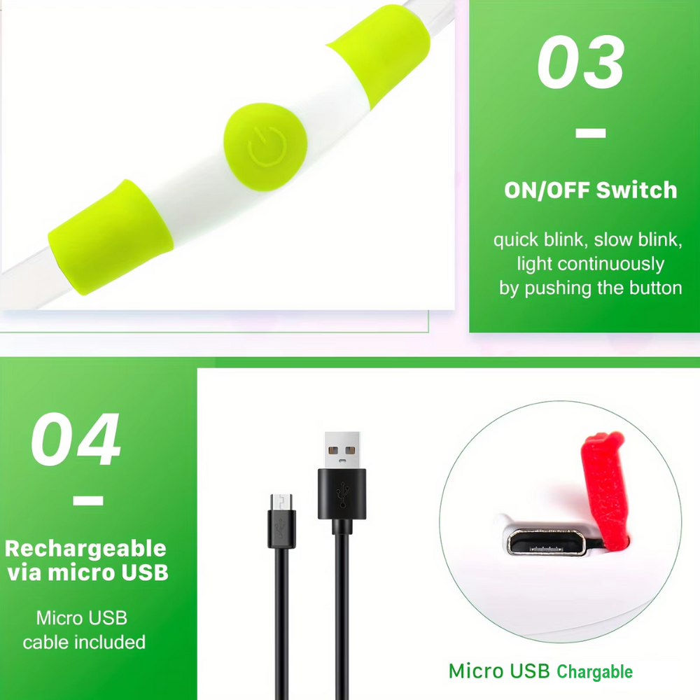 GlowSafe Rechargeable LED Dog Collar - USB Safety Light for Enhanced Visibility & Nighttime Safety