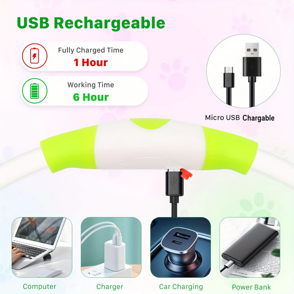 GlowSafe Rechargeable LED Dog Collar - USB Safety Light for Enhanced Visibility & Nighttime Safety