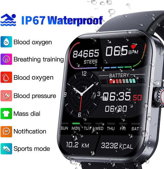 GlucoSense Smartwatch - Noninvasive Real-Time Glucose Monitoring & Health Tracking Device