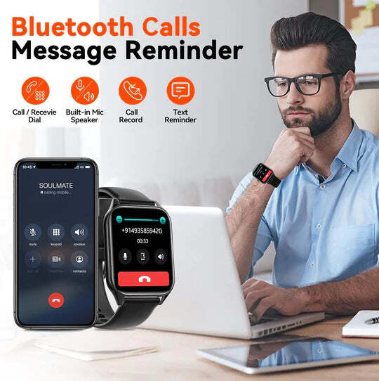 GlucoSense Smartwatch - Noninvasive Real-Time Glucose Monitoring & Health Tracking Device