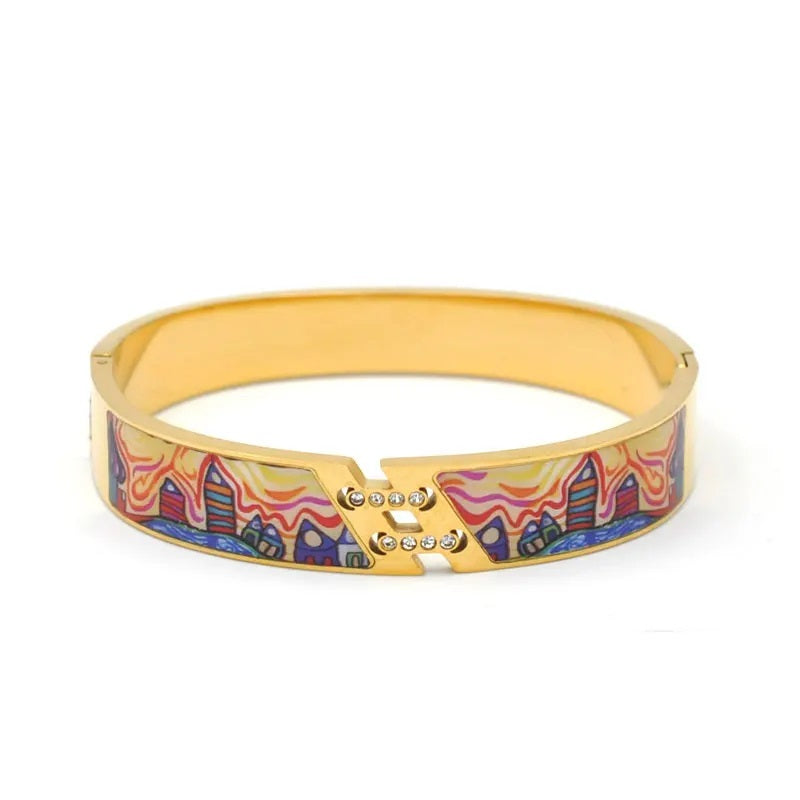 Elegant Gold Geode Charm Bracelet for Women | Stylish Cuff Jewelry