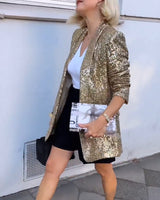 Gold Glitter Jacket with Sequins - Rosamund
