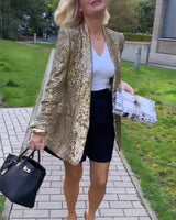 Gold Glitter Jacket with Sequins - Rosamund