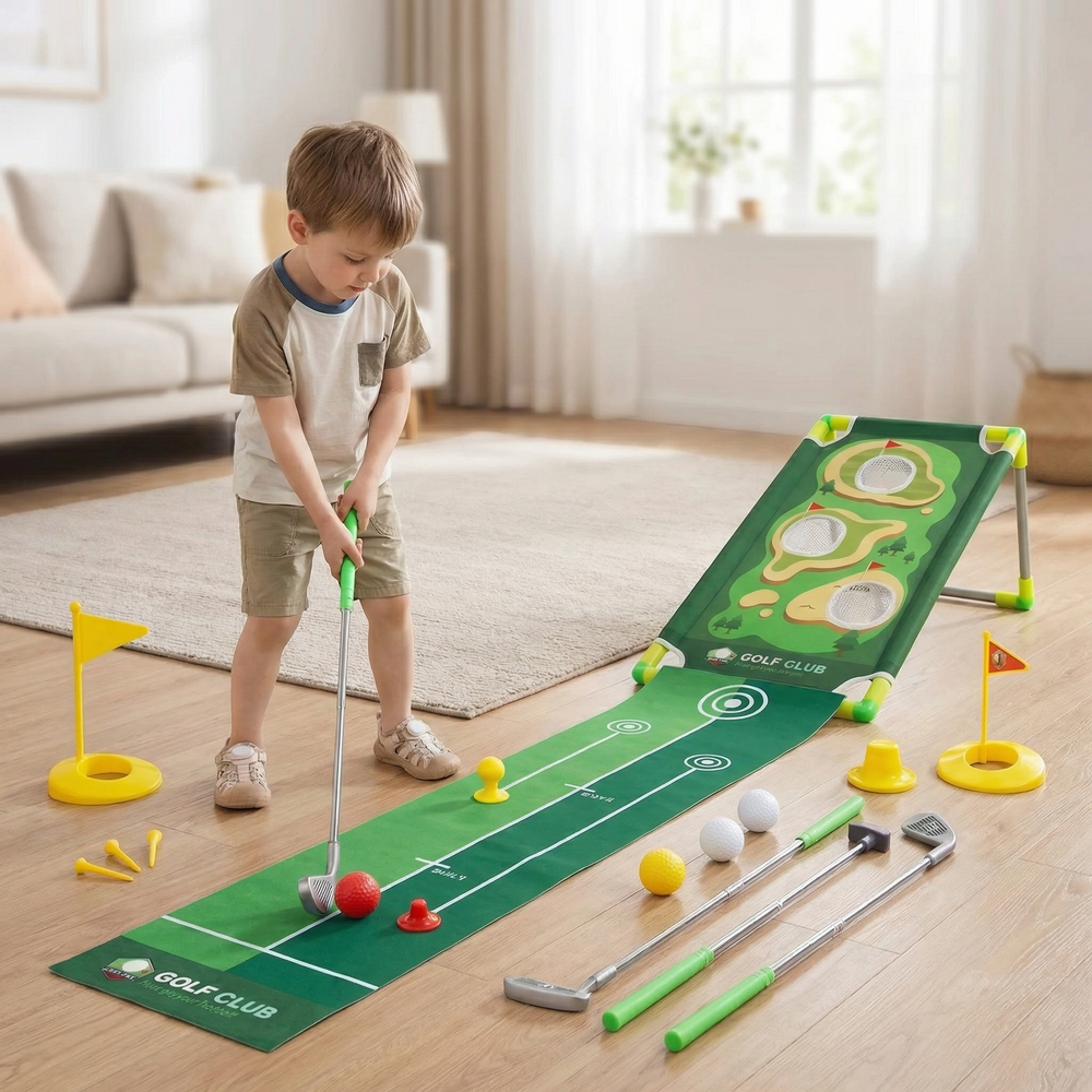 Golf Putting Mat – Adjustable Clubs, Indoor & Family Play Set