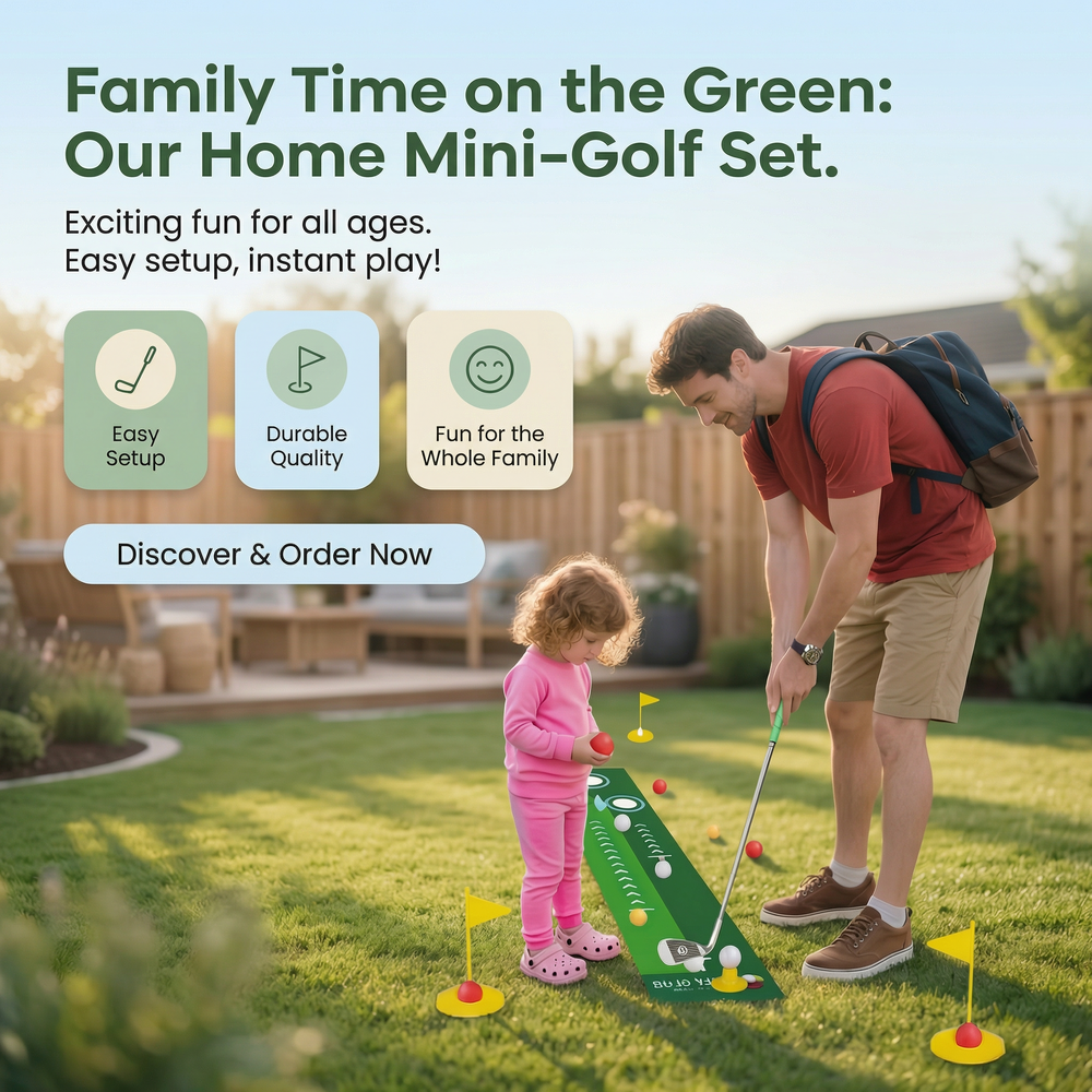 Golf Putting Mat – Adjustable Clubs, Indoor & Family Play Set