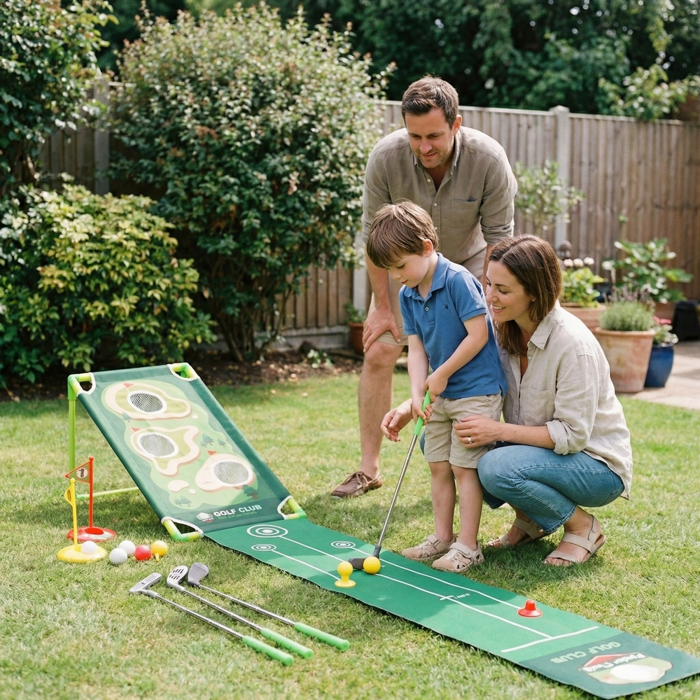 Golf Putting Mat – Adjustable Clubs, Indoor & Family Play Set