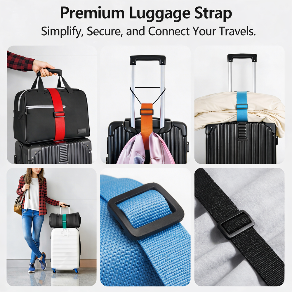 Adjustable Luggage Strap – Waterproof PP Elastic, Multi-Suitcase & 7 Colors