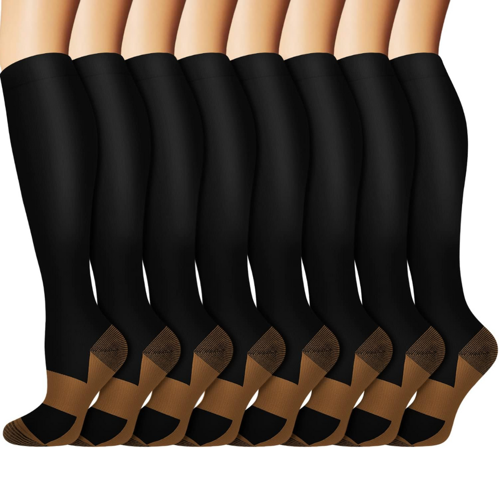 Enhanced Product Title: "StepRelief Gradual Compression Copper Socks - 15-20 mmHg, 8 Pairs for Enhanced Circulation & Comfort" 

This title includes keywords that improve search visibility while clearly conveying the product's benefits and features.