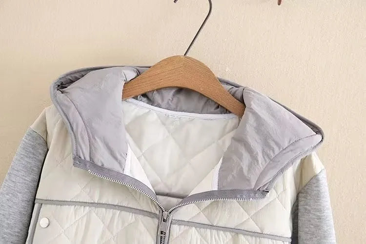 Plus Size Diamond-Quilted Hooded Jacket - Stylish Fall Edition for Women