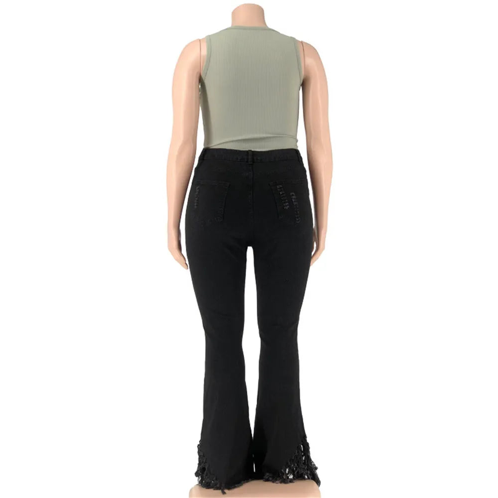 Plus-Size Stretch Flared Jeans for Women - Comfortable & Stylish Denim Trousers