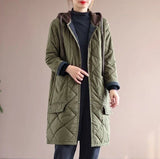 Plus Size Single-Breasted Mid-Length Winter Coat with Hood - Stylish & Warm Outerwear