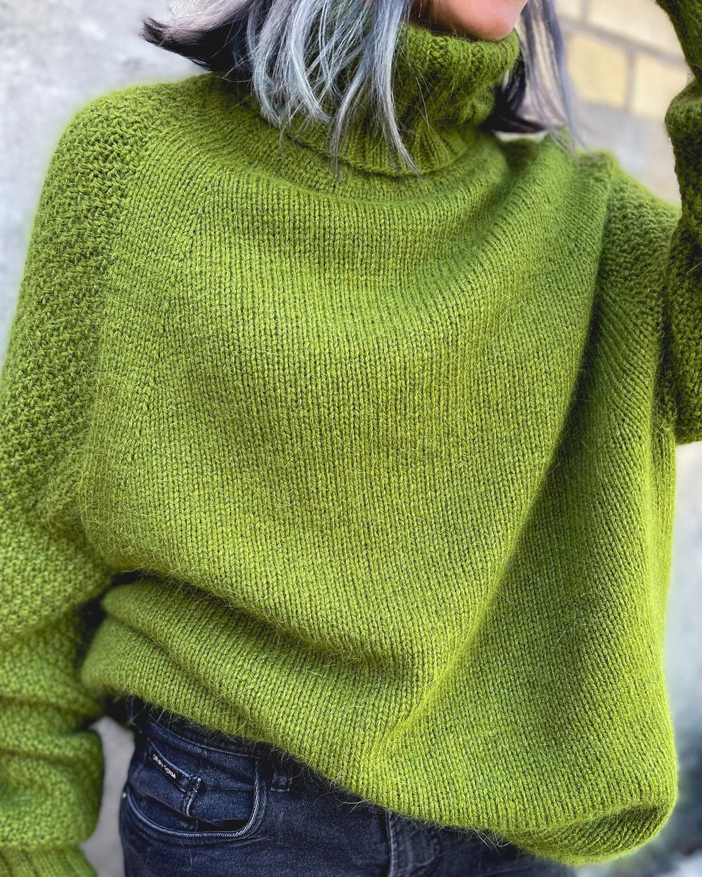 Women's oversized turtleneck sweater in fall-leaf color - Nora