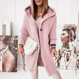 Half-length Knitted Women's Cardigan with Button Closure and Hood - Mila