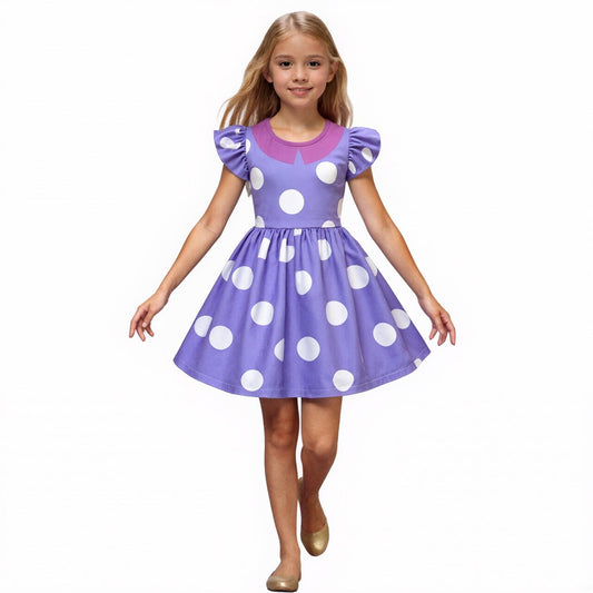 Kids Polka Dot Dress – Ruffle Design, Halloween Costume & Party Outfit