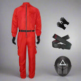 Halloween Costume Adult Guard Mask Jumpsuit Outfit