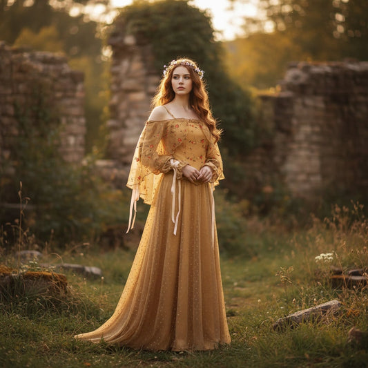 Medieval Fantasy Dress – Off-Shoulder Style, Adult Sizing & Halloween Costume