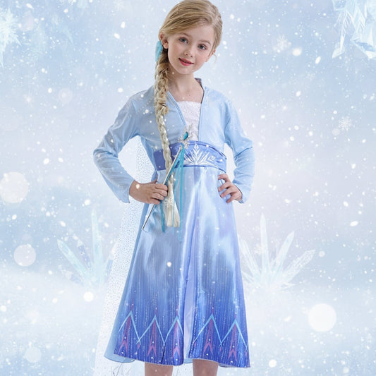 Ice Princess Dress Costume – Girls, Cape Included & Halloween Set