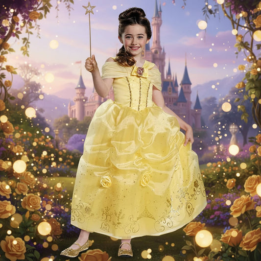 Girls Princess Dress Costume – Storybook Design, Flowing Skirt & Multiple Sizes