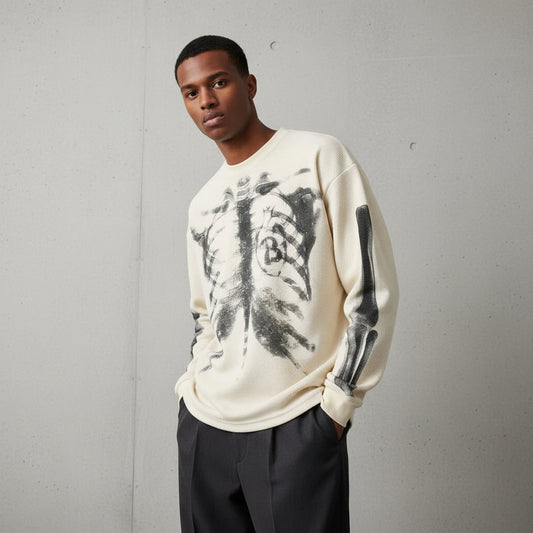 Men's Skeleton Shirt – Halloween Costume, Long Sleeve & Pull-On Fit