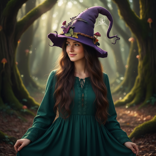 Witch Hat – Floral Design, Adjustable Fit & Halloween Costume Accessory