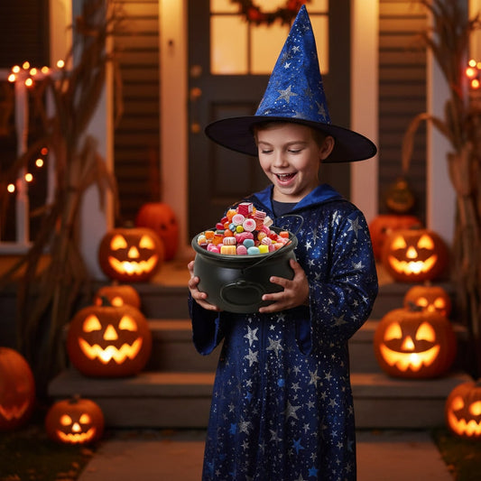 Cauldron Decoration – Black Design, Trick-or-Treat Display & Halloween Theme