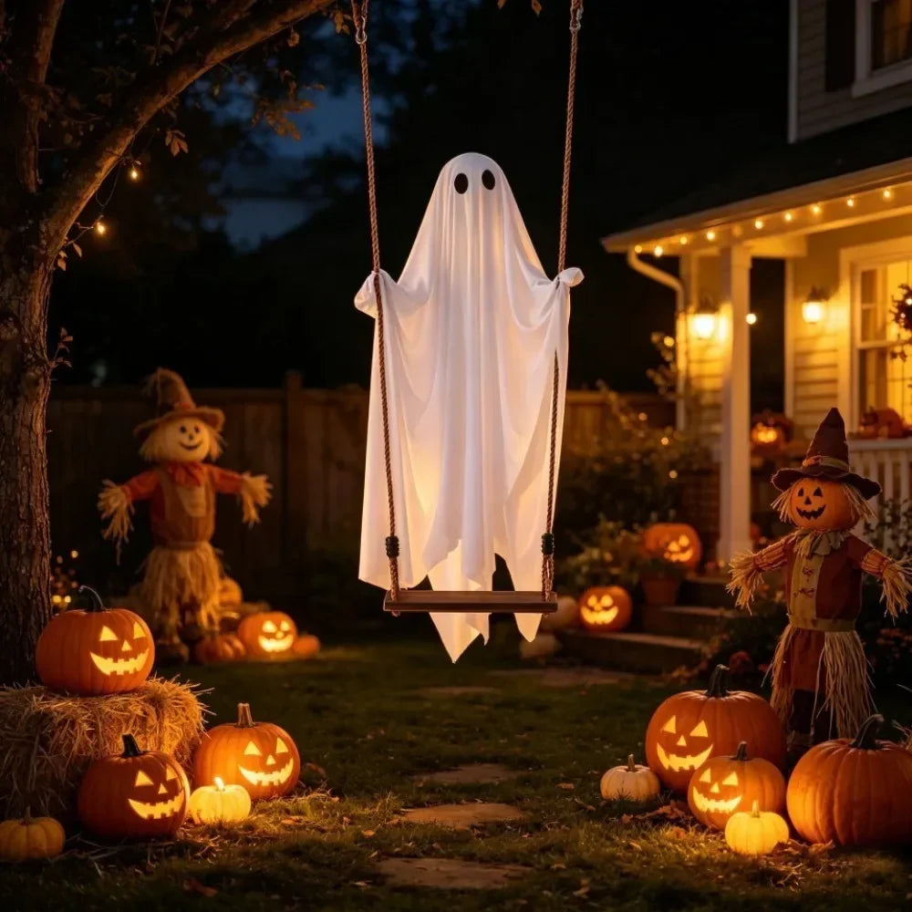 Halloween Flying Ghost Swing – Remote Controlled, Adjustable LED Light & Two Size Options