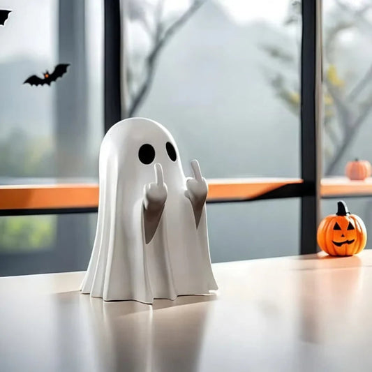 Halloween Ghost Statue – Tabletop Home Accent in White & Black