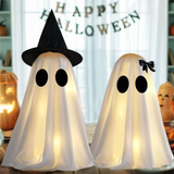 Halloween Ghost Figures – Set of 2, 12-Inch White Design & Indoor Decor