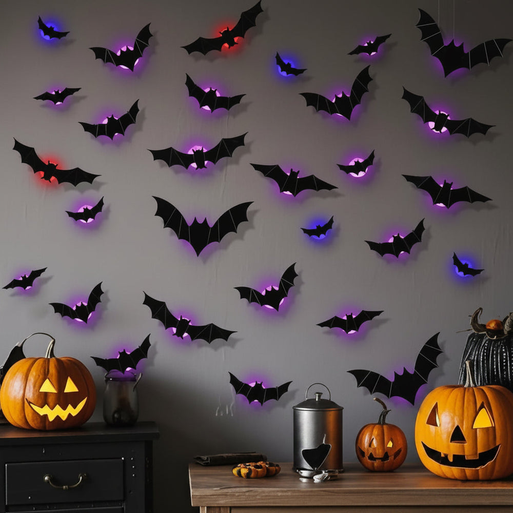 LED Bat Wall Decoration – 3D Design, Reusable & Multi-Pack Sizes